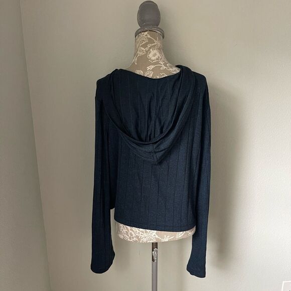 Athleta Harmony Pose Hoodie Sweatshirt in Dark Sardinia Blue Heather - Picture 6 of 12